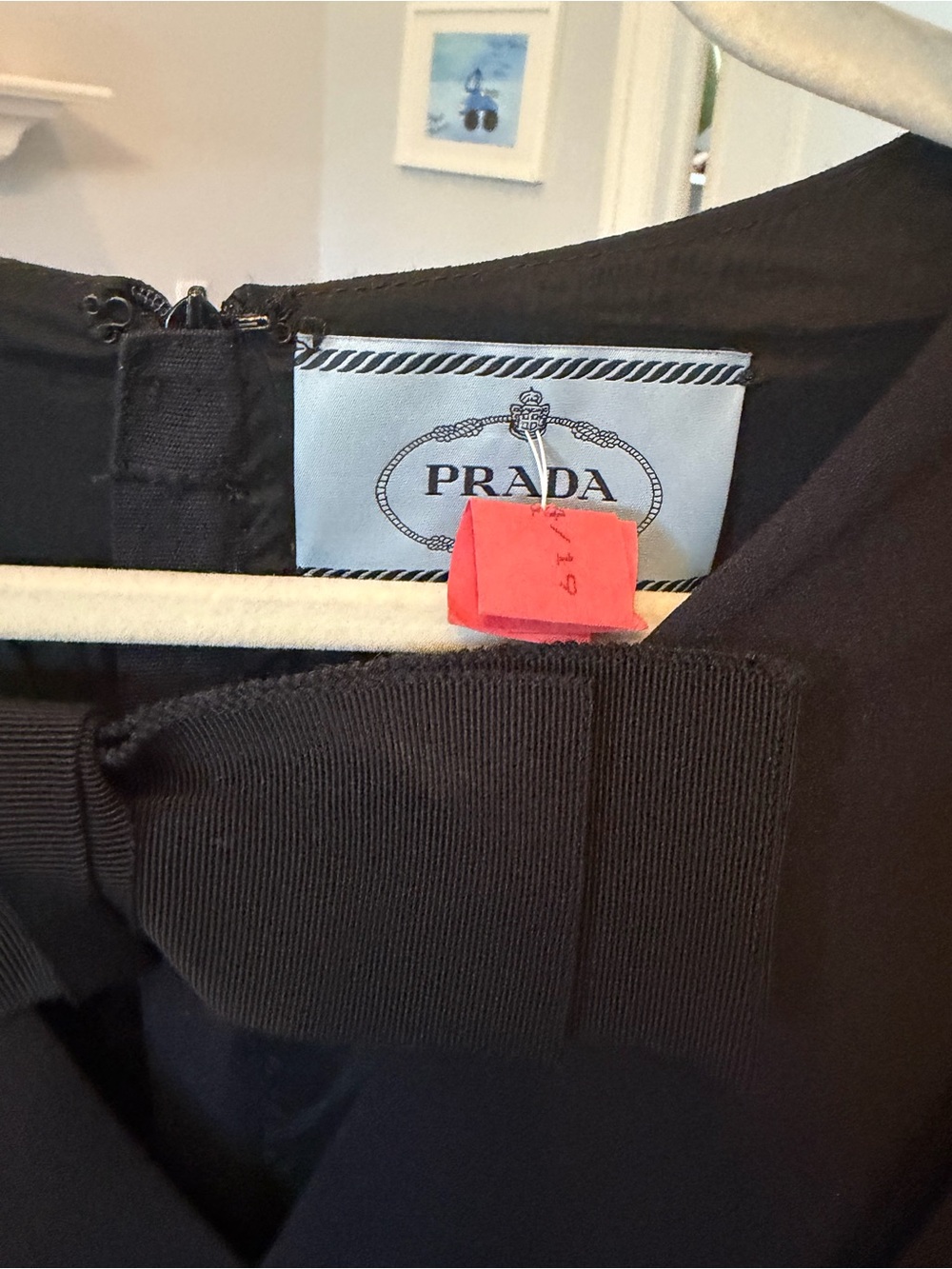 Vintage Prada Black Sleeveless Belted Midi Dress with Bow - Picture 8 of 8